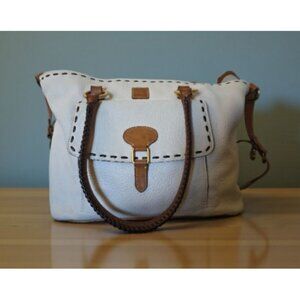 Dooney & Bourke White Florentine Leather Crossbody Shopper Bag Vintage Tote